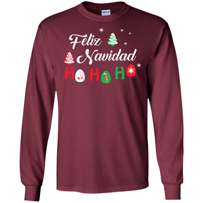 Chirstmas T-Shirt Feliz Navidad Ho Ho Ho Maroon
