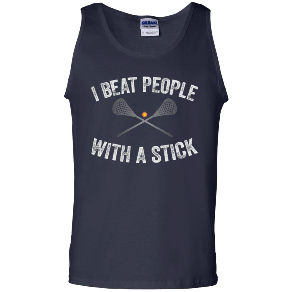 Lacrosse Lover T-shirt I Beat People With A Stick Navy