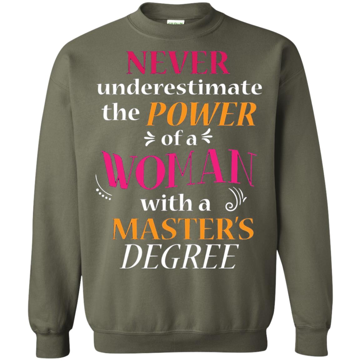 Funny Masters Degree T-shirt Never Underestimate The Power Military Green