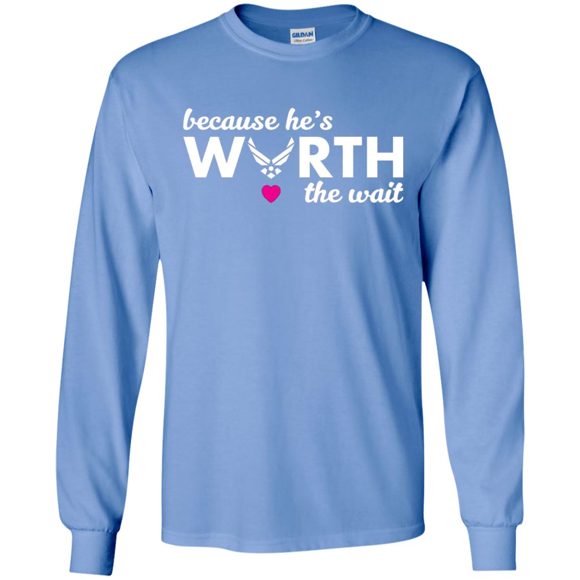 Because He Is Worth The Wait Military Wife Girlfriend T-shirt Carolina Blue