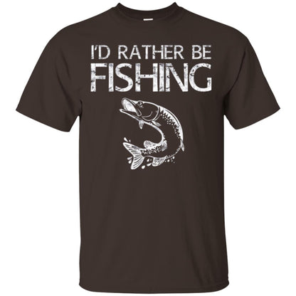 Funny Fisherman T-shirt I_d Rather Be Fishing Dark Chocolate