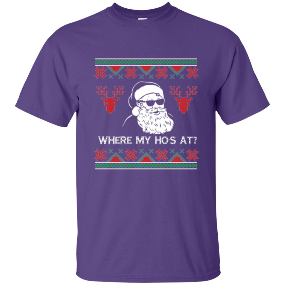 Christmas T-shirt Santa Claus Where My Hos At T-shirt Purple