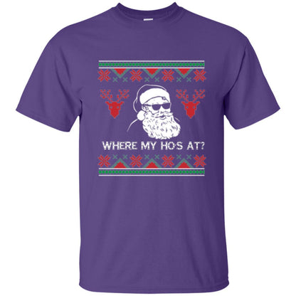 Christmas T-shirt Santa Claus Where My Hos At T-shirt Purple