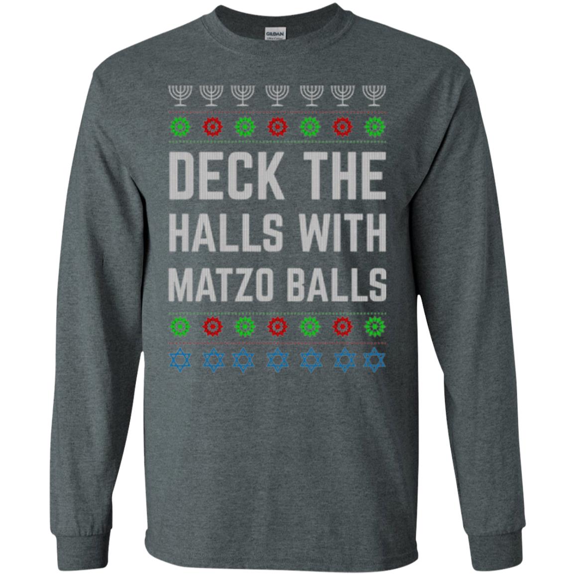 Christmas T-shirt Deck The Halls With Matzo Balls Dark Heather