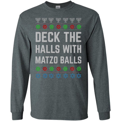 Christmas T-shirt Deck The Halls With Matzo Balls Dark Heather