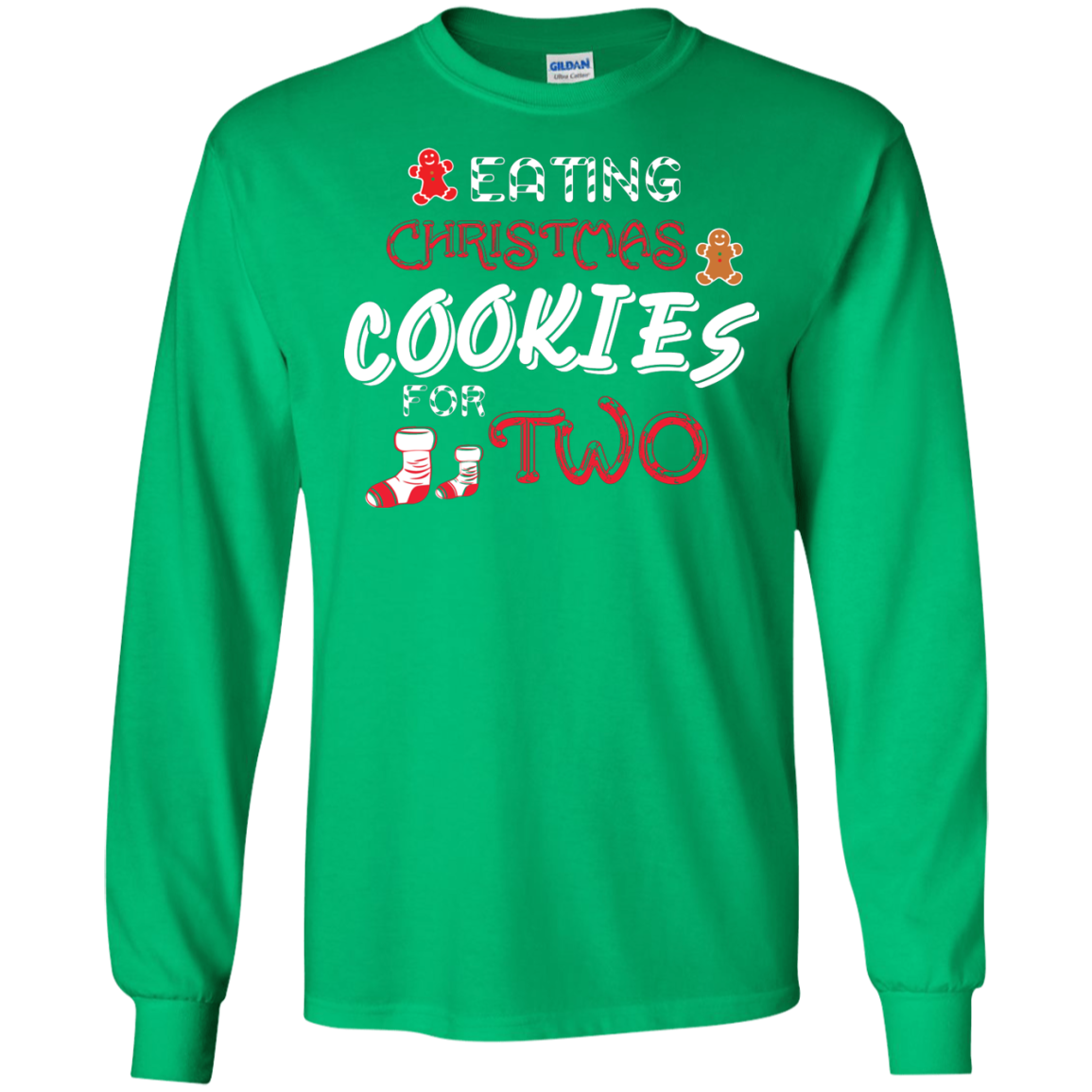 Christmas T-shirt Eating Christmas Cookies For Two Irish Green