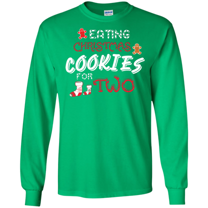 Christmas T-shirt Eating Christmas Cookies For Two Irish Green