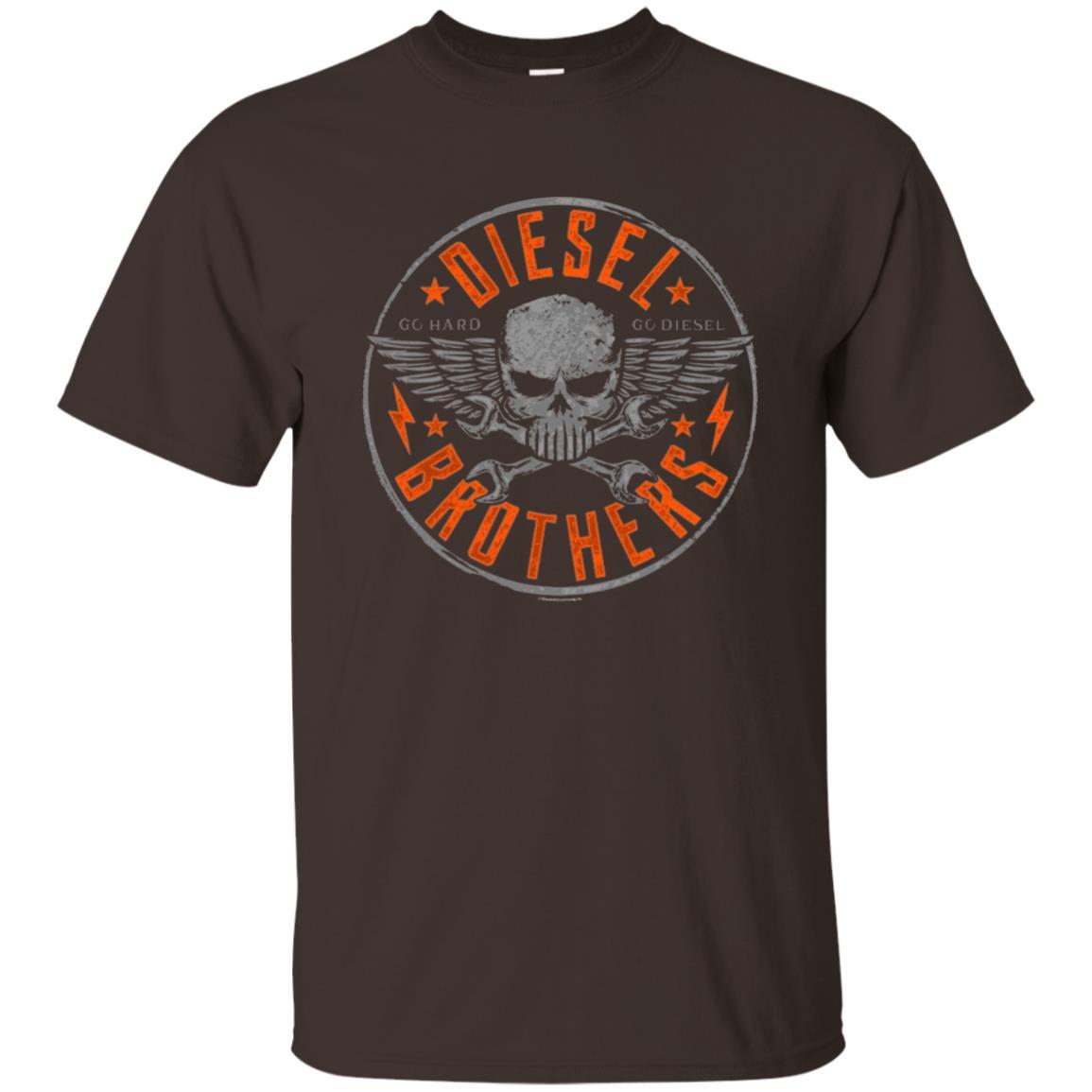 Skull Cross Wrench T-Shirt Diesel Brothers Go Hard Go Diesel Dark Chocolate