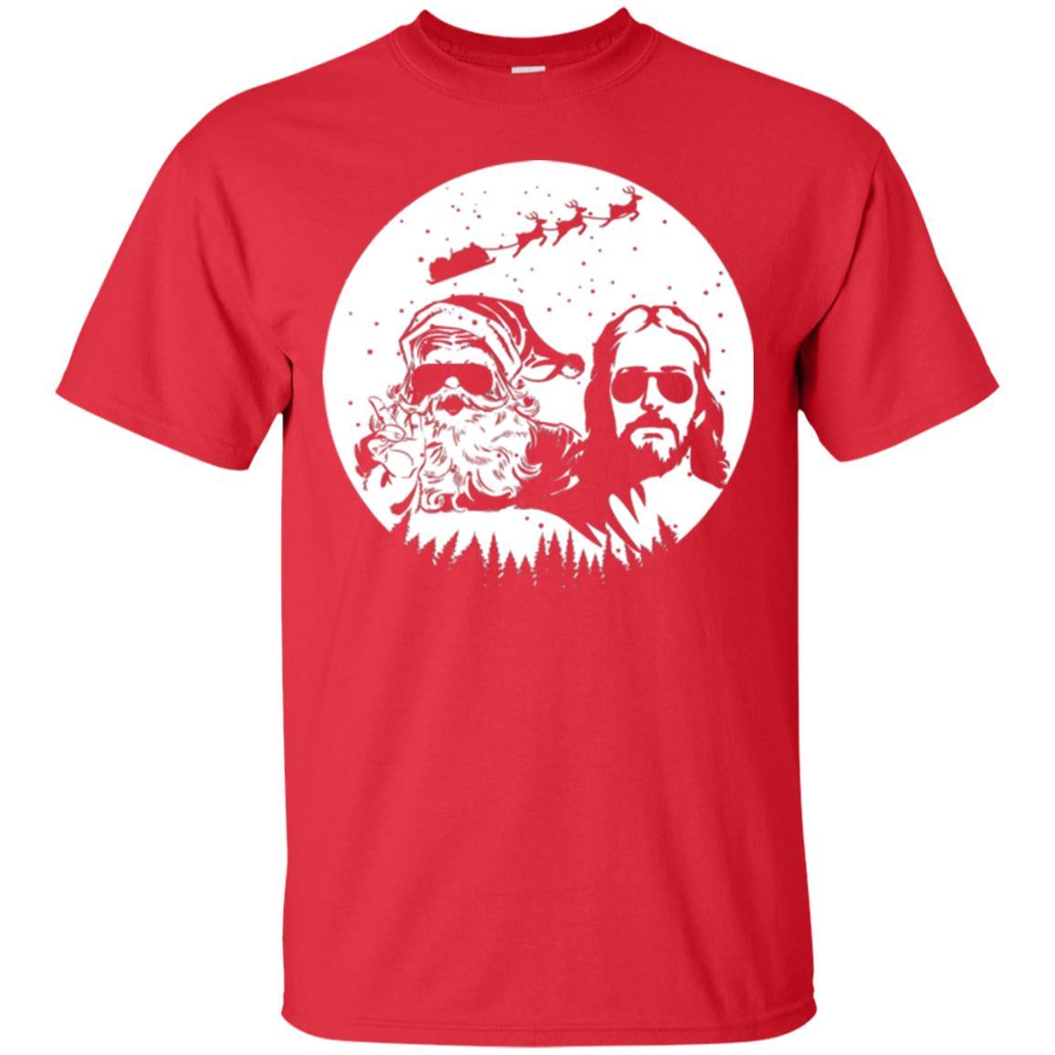Christmas T-shirt Jesus And Santa Claus Red