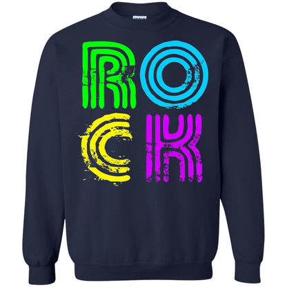Bright Neon Colours Rock 80_s Retro Theme T-shirt Navy