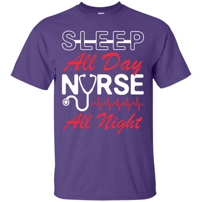 Sleep All Day Nurse All Night Nursing Shirt Purple