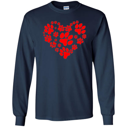Dog Lover T-shirt Dog Paw Heart Valentine T-shirt Navy