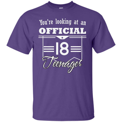 You're Looking At An Official 18 Teenager 18th Birthday Shirt Purple