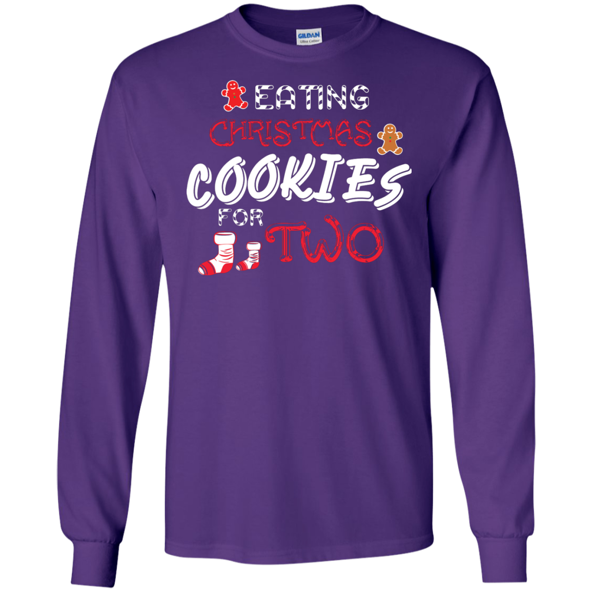 Christmas T-shirt Eating Christmas Cookies For Two Purple