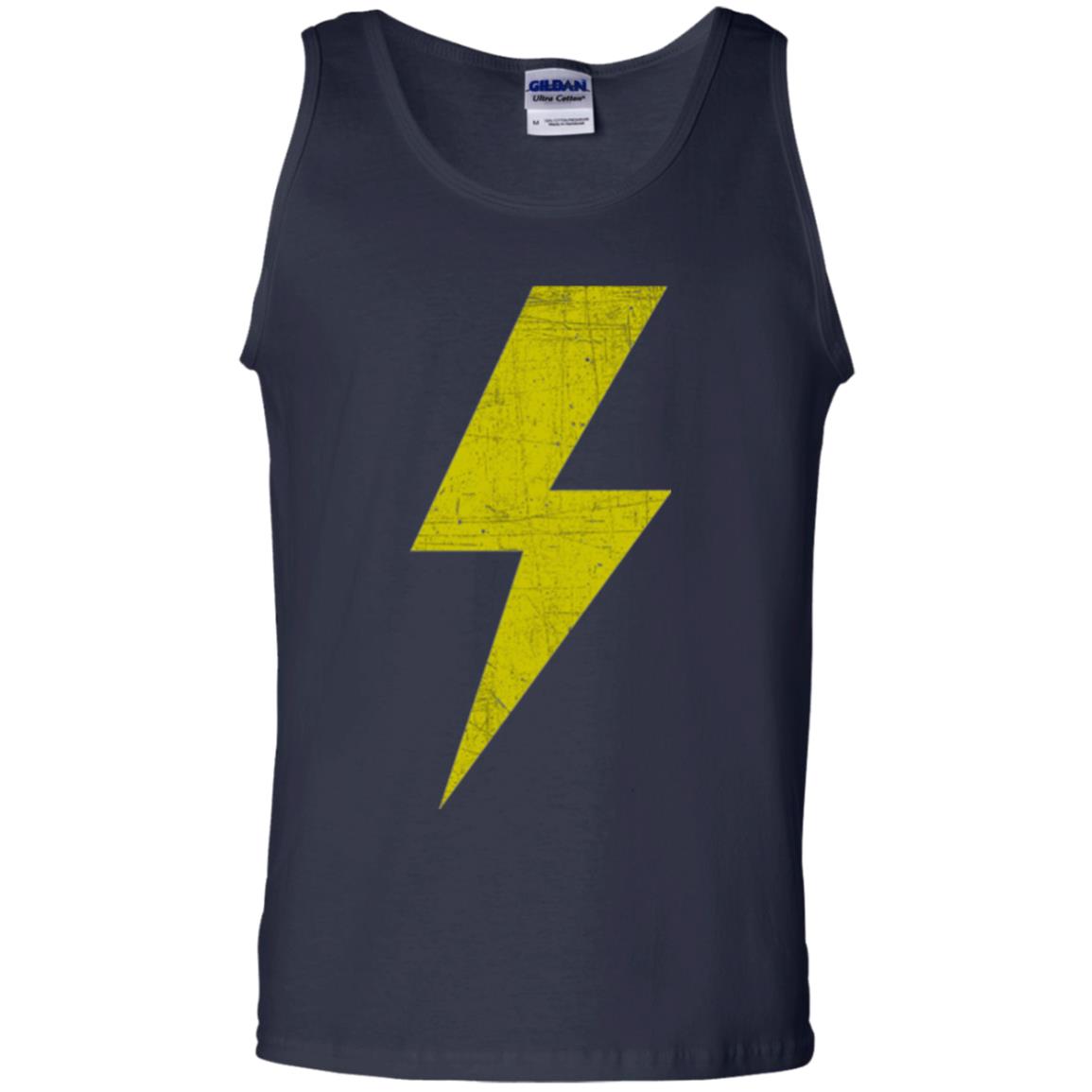 Retro Distressed Yellow Lighting Bolt T Shirt Navy