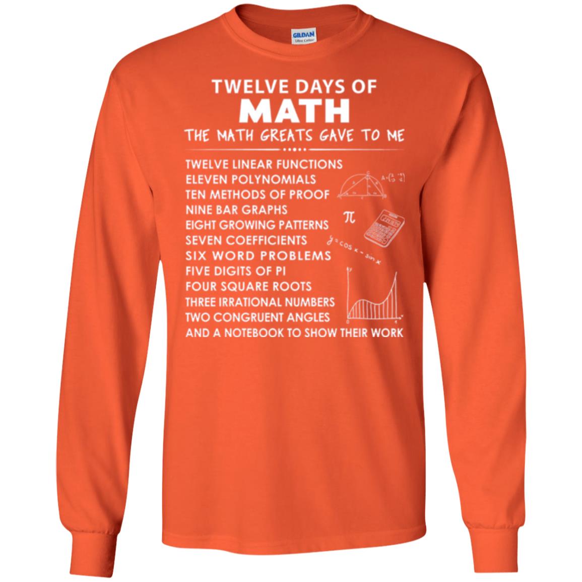 Math T-shirt Twelve Days Of Math Orange