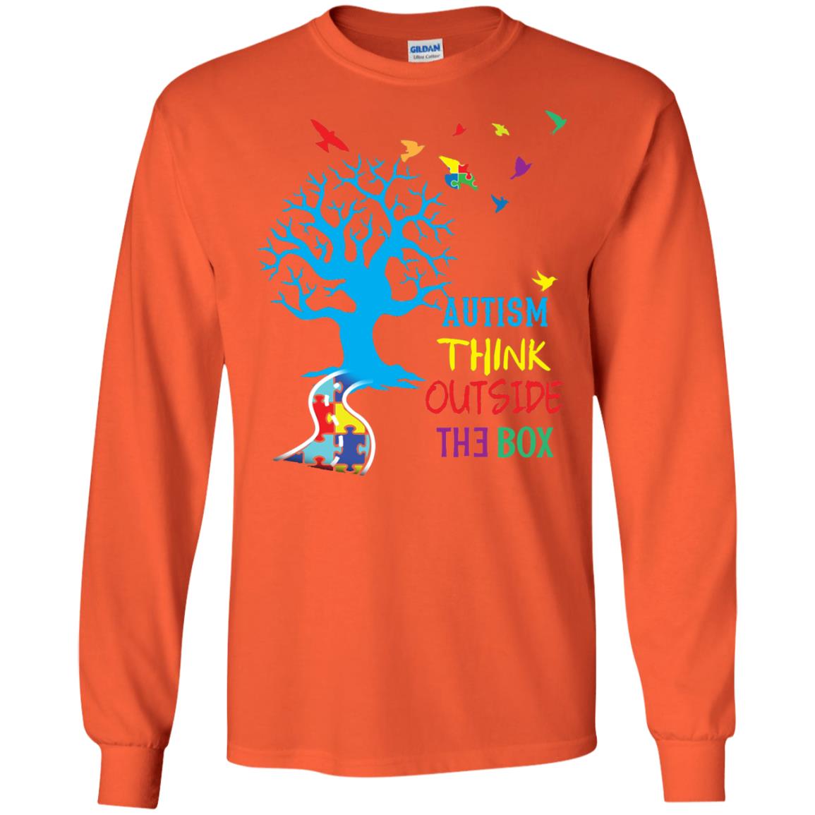 Autism Awareness T-shirt Autism Think Outside Orange