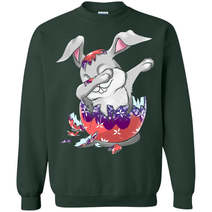 Funny Dabbing Bunny T-shirt For Kids Easter Gift Forest Green