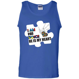 I Am His Voice He Is My Heart Autism Awareness Gift ShirtG220 Gildan 100% Cotton Tank Top