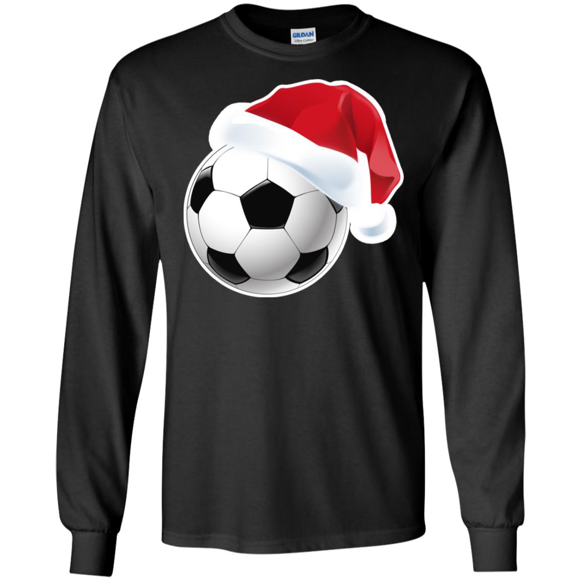 Soccer With Santa Claus Hat X-mas Shirt For Soccer LoversG240 Gildan LS Ultra Cotton T-Shirt