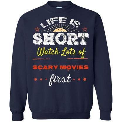 Horror Movie T-shirt Life Is Short Watch Scary Movies First Navy