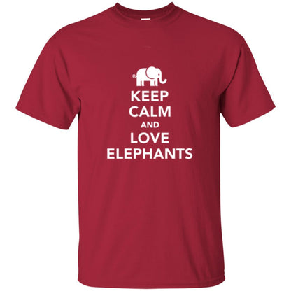 Elephant Lover T-shirt Keep Calm And Love Elephants T-shirt Cardinal