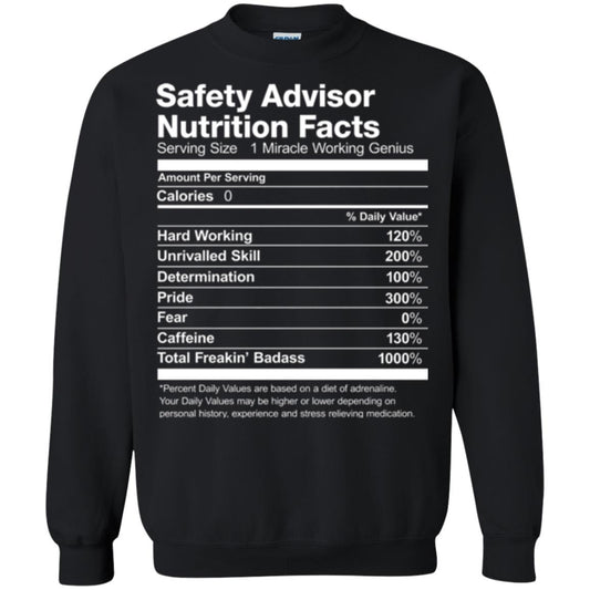 Safety Advisor Nutrition Facts Funny T-shirt Black