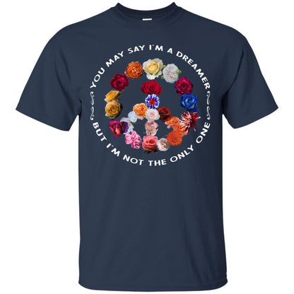 You May Say I_m A Dreamer But I_m Not The Only One Floral Peace Sign Shirt Navy