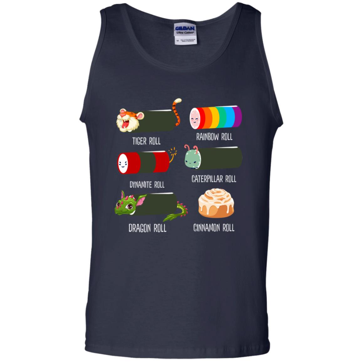 Tiger Roll Rainbow Roll Dynamite Roll Caterpillar Roll Dargon Roll Cinnamom Roll Shirt Navy