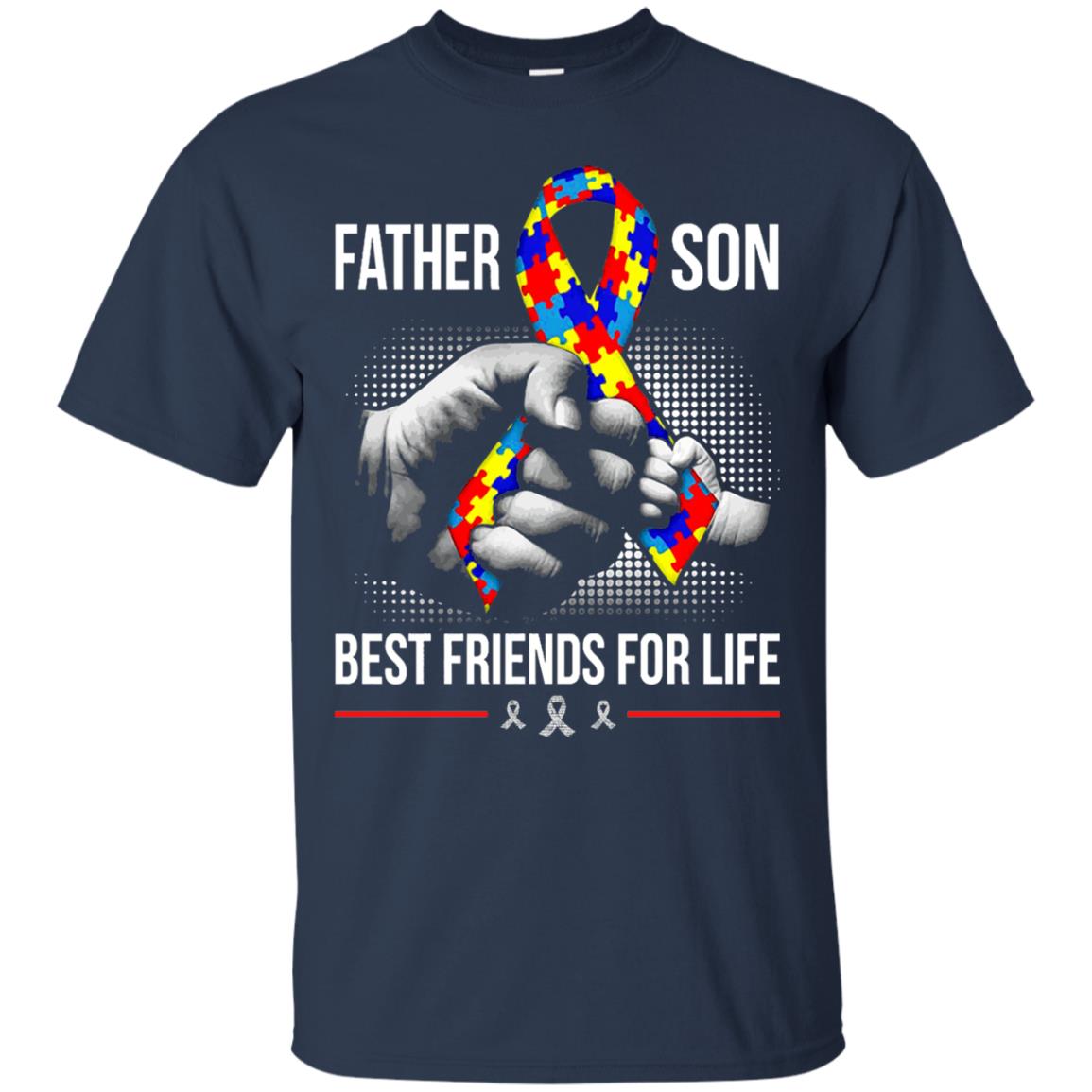 Father And Son Best Friends For Life Autism Awareness T-shirt Navy