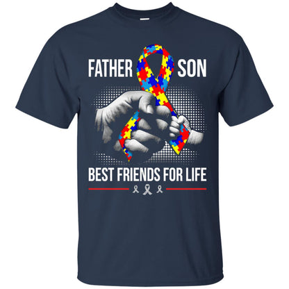 Father And Son Best Friends For Life Autism Awareness T-shirt Navy