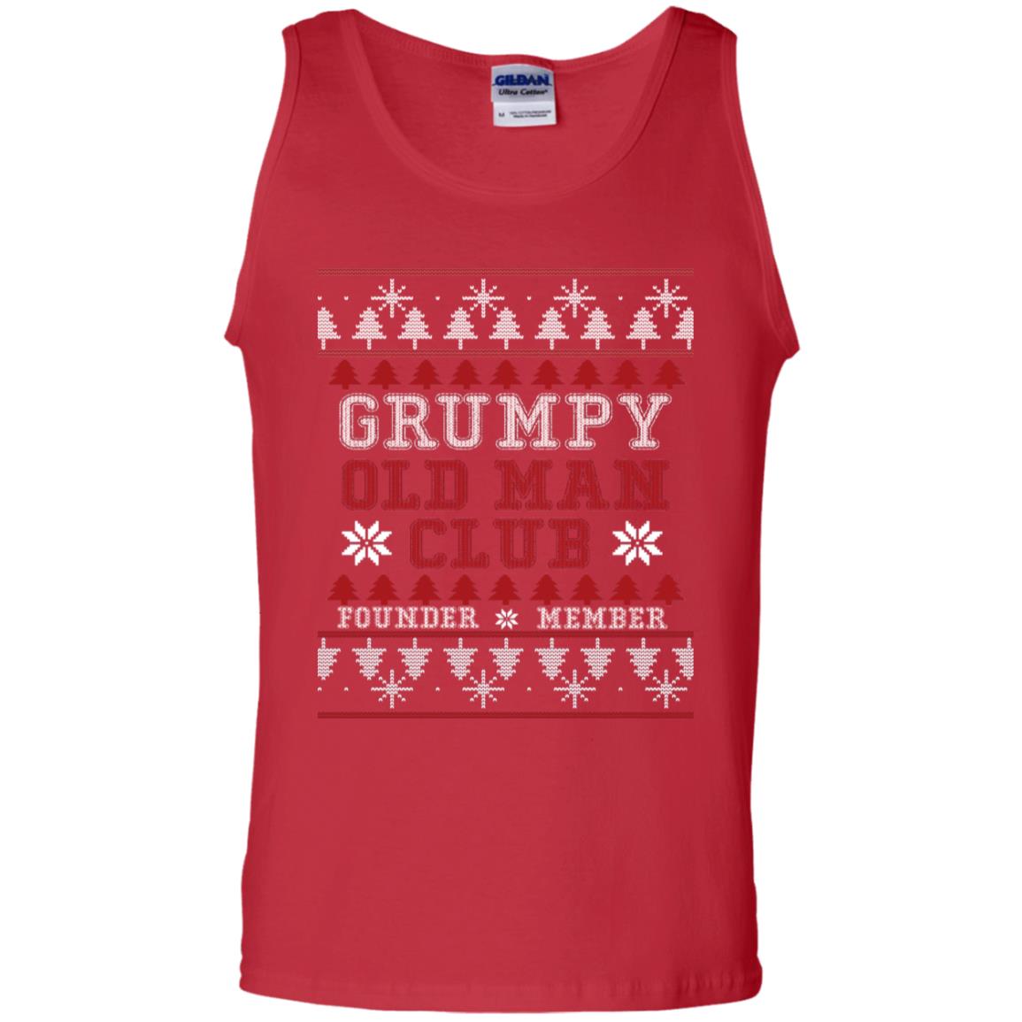 Grumpy Old Man Club Founder Member Ugly Christmas Idea Shirt Red