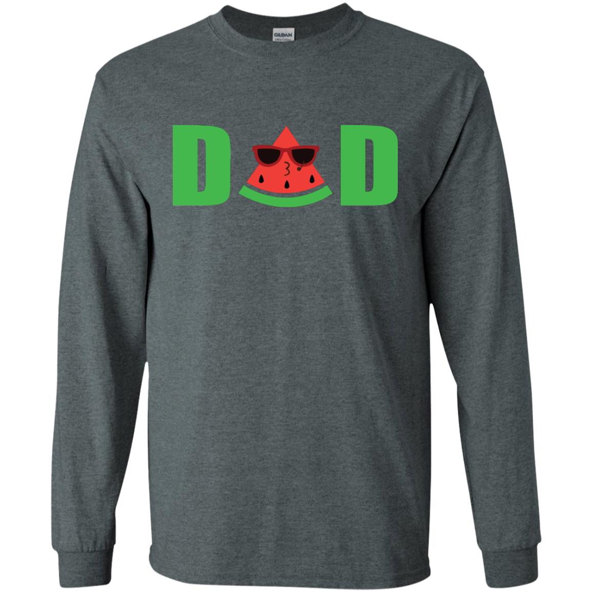 Dad Watermelon Funny Summer Melon Fruit Shirt For Daddy Dark Heather