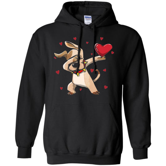 Funny Dabbing Dog Valentine_s Day T-shirt Black