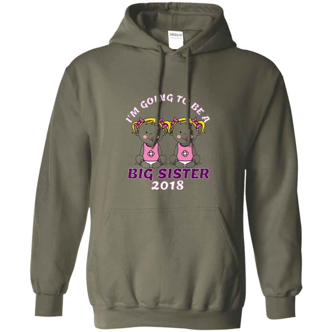 Family T-shirt I_m Going To Be A Big Sister Of Twins 2018 Military Green