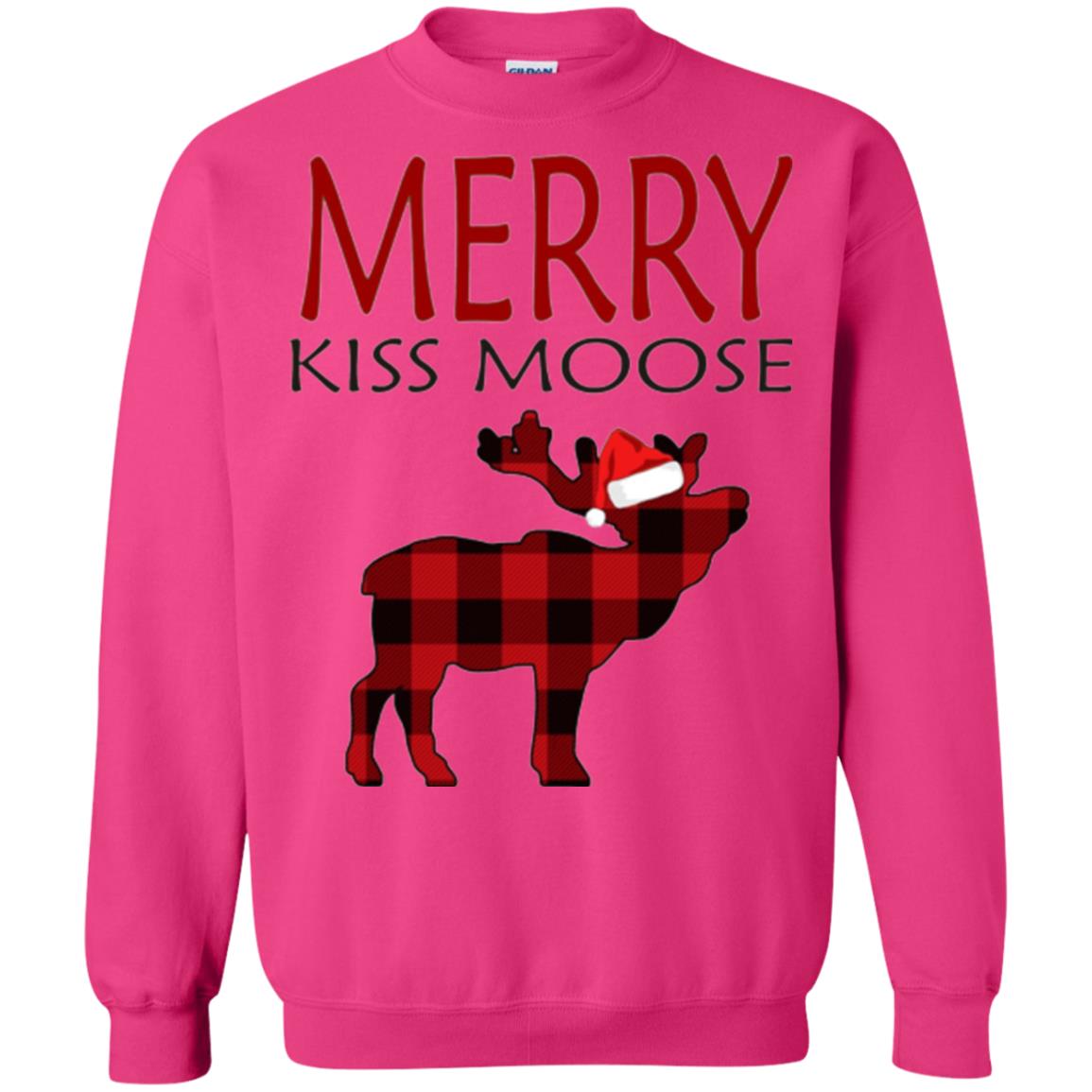 Christmas T-shirt Merry Kiss Moose Heliconia