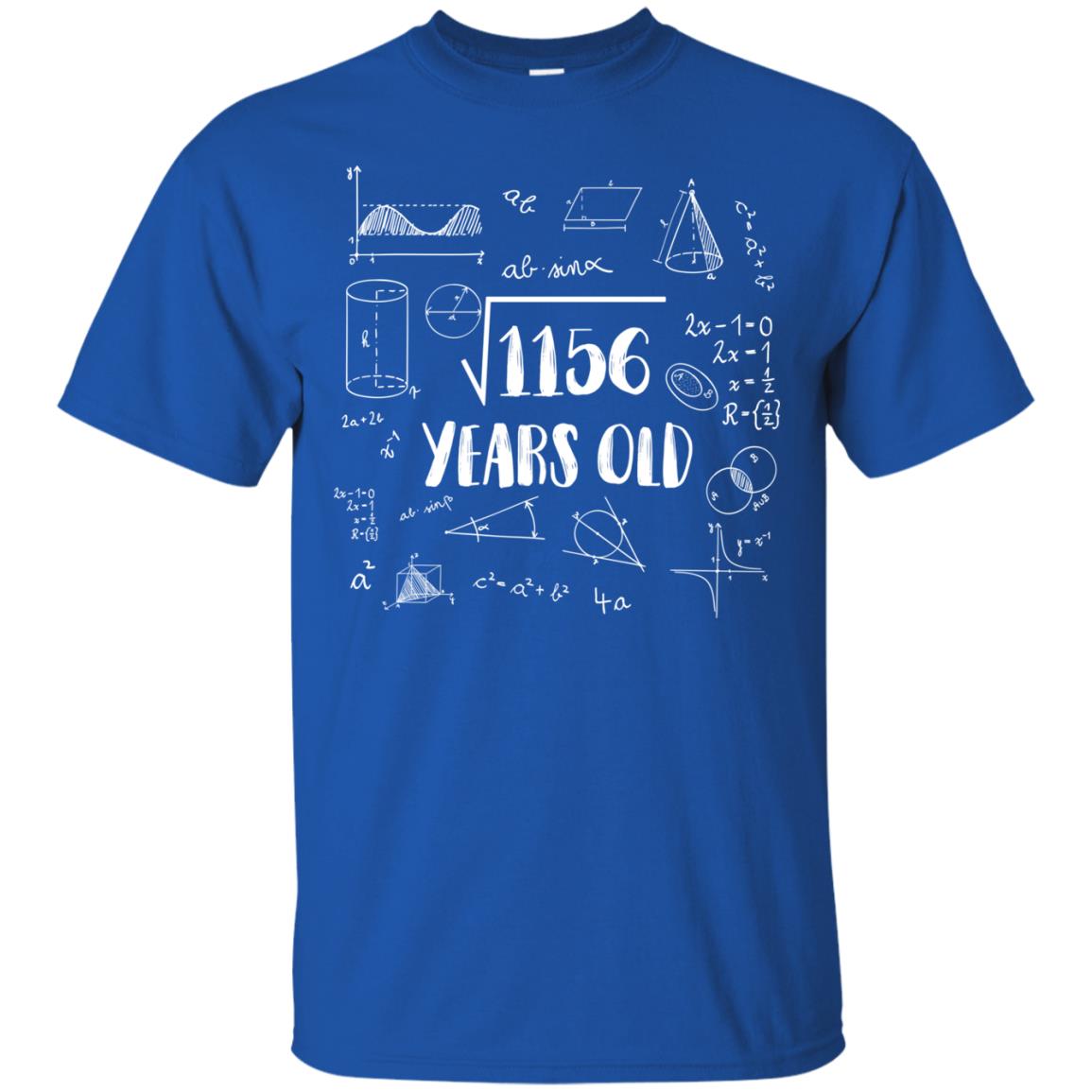 Square Root Of 1156 34th Birthday 34 Years Old Math T-shirt Royal