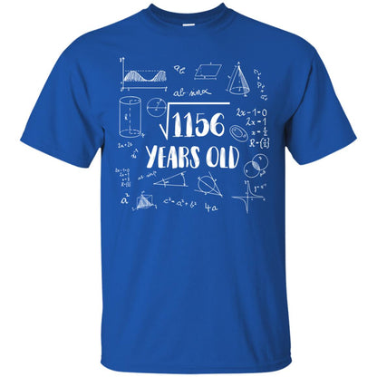 Square Root Of 1156 34th Birthday 34 Years Old Math T-shirt Royal