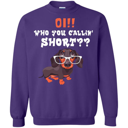 Oi Who You Calling Short Dachshund Gift Shirt Purple