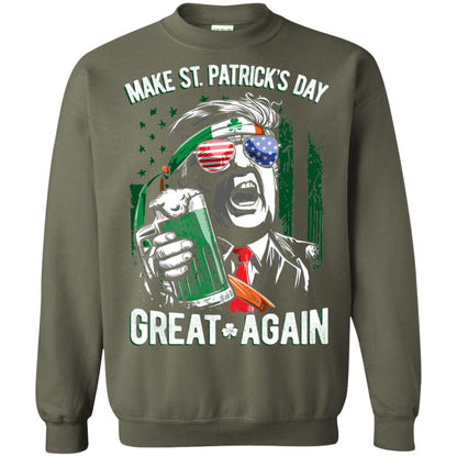 Make St Patricks Day Great Again Trump Leprechaun T-shirt Military Green