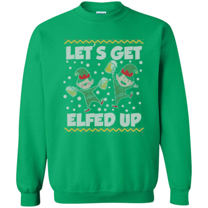Christmas T-shirt Let_s Get Elfed Up Irish Green