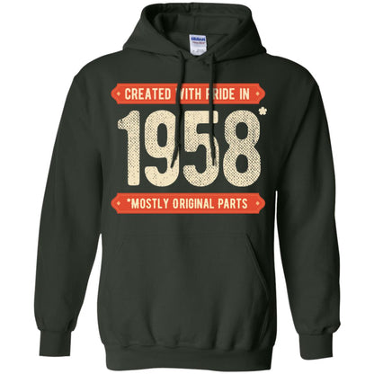 Created With Pride In 1958 Mostly Original Parts 60th Birthday T-shirt Forest Green