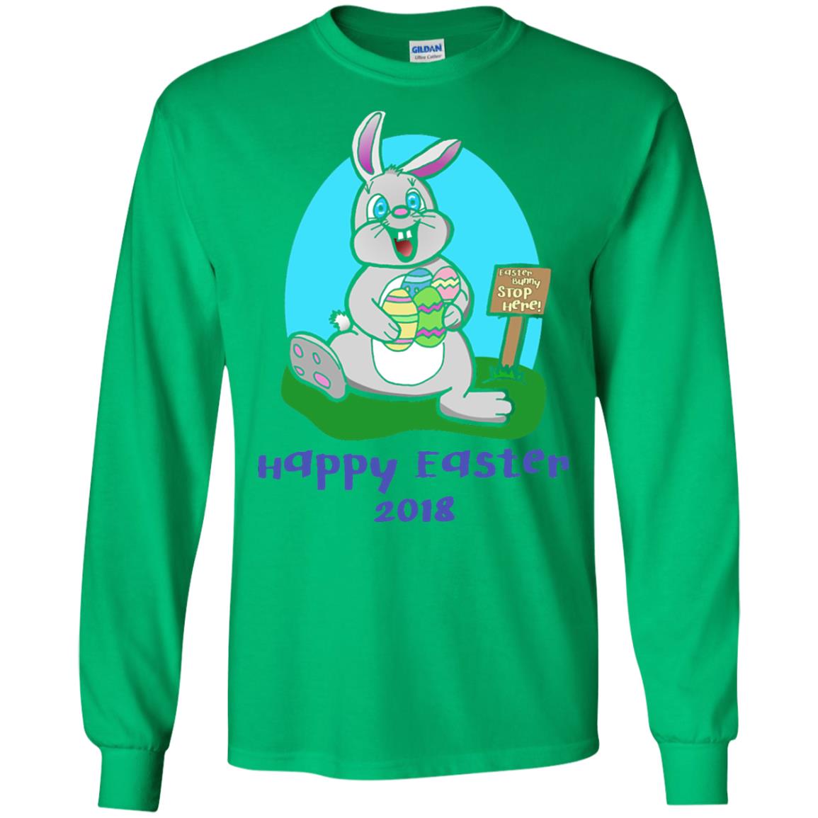 Easter Bunny Stop Here Funny Easter Day T-shirt Irish Green