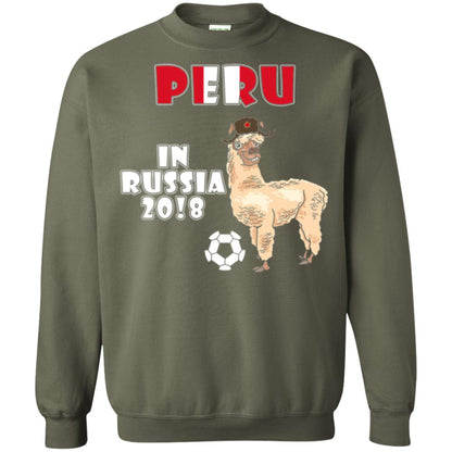 Soccer T-shirt Peru National Team Llama In Russia 2018 Cup Military Green