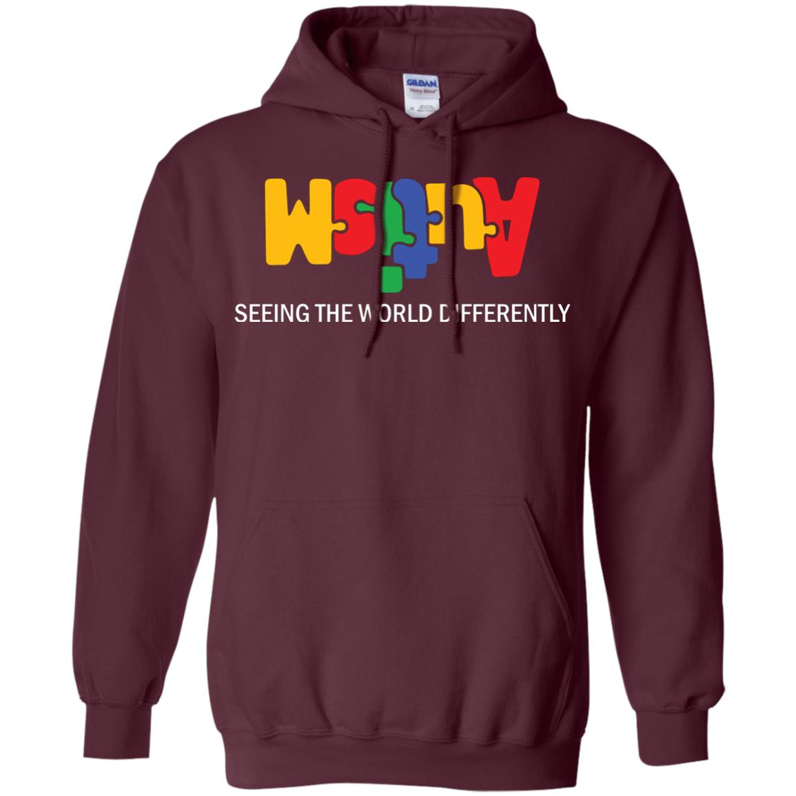 Autism Awareness T-shirt Seeing The World Differently Maroon