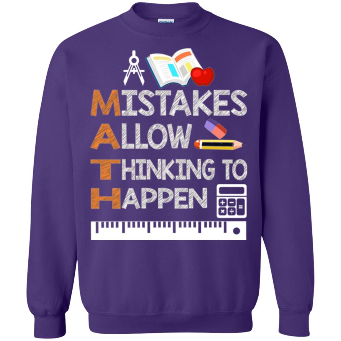 Math Lover T-shirt Mistakes Allow Thinking To Happen Purple