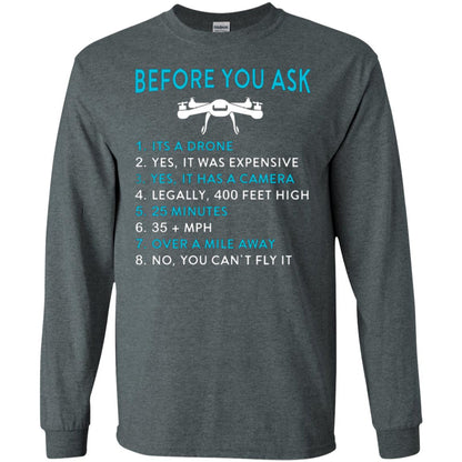 Funny Drone T-shirt Before You Ask Dark Heather