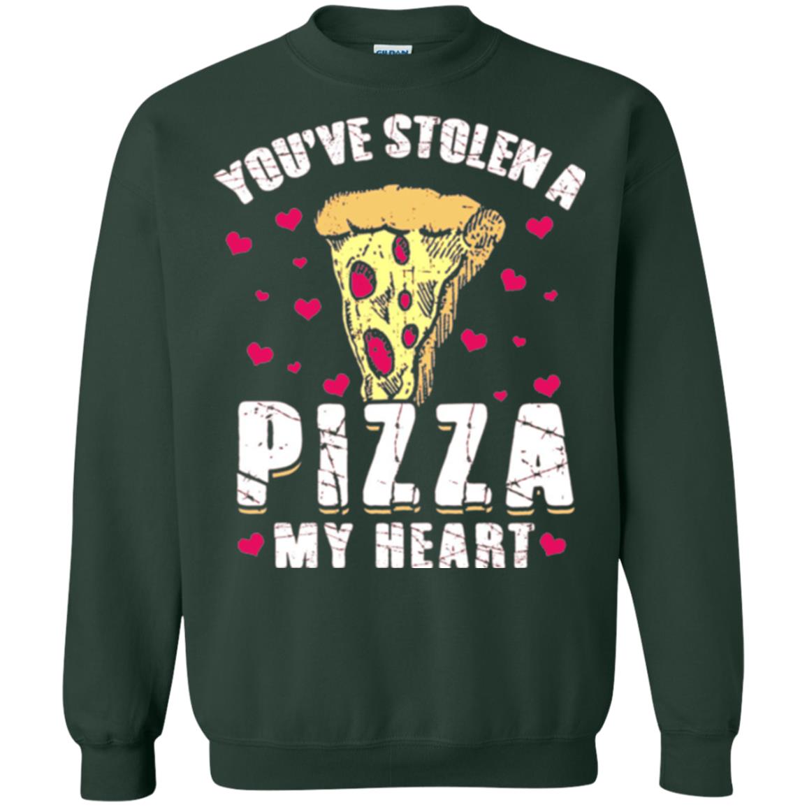 Funny Valentines Day Shirt Food Gift You_ve Stolen Pizza My Heart Forest Green