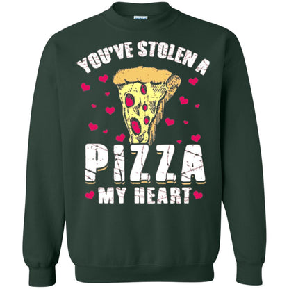 Funny Valentines Day Shirt Food Gift You_ve Stolen Pizza My Heart Forest Green