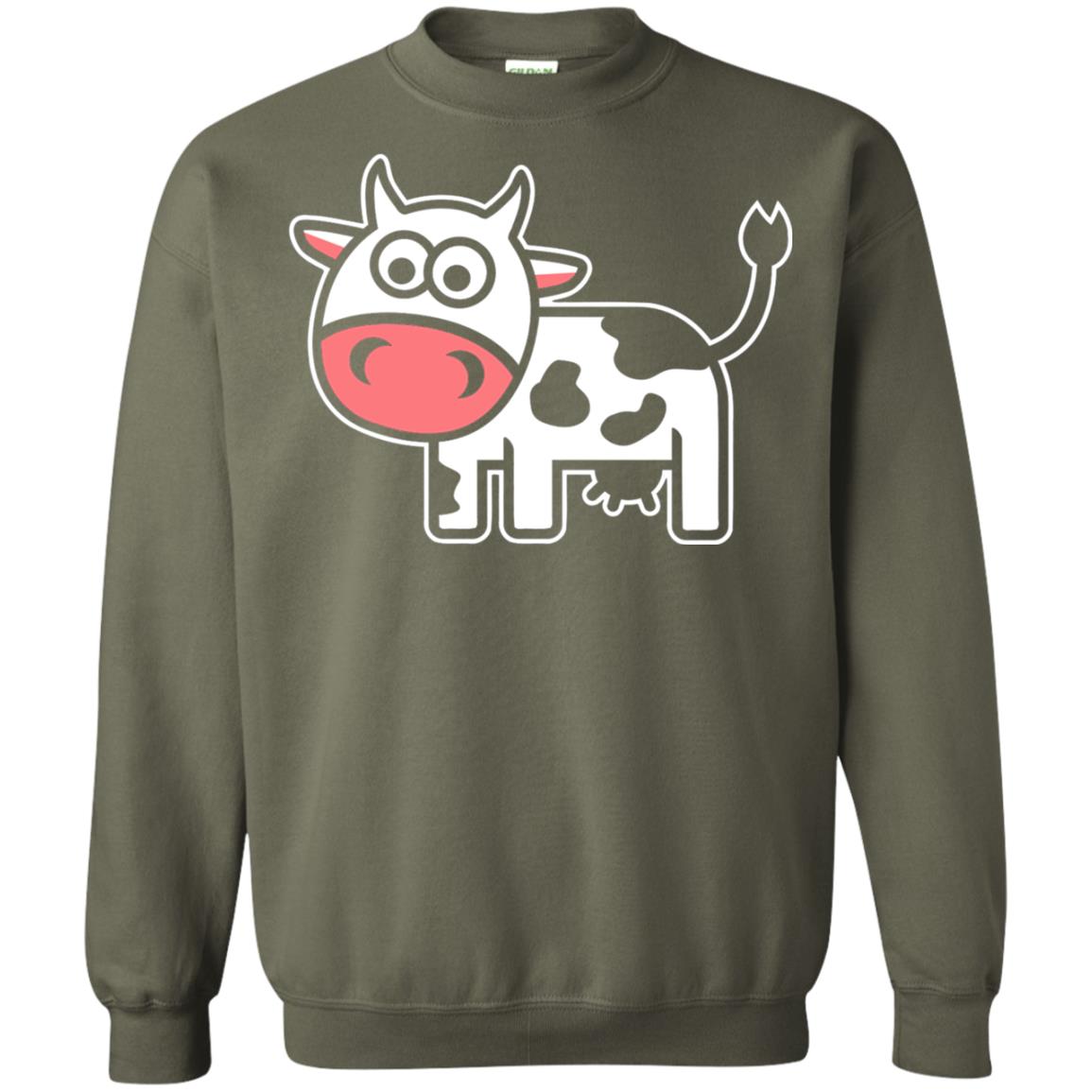 Cute Comic Cow Lover T-shirt Military Green